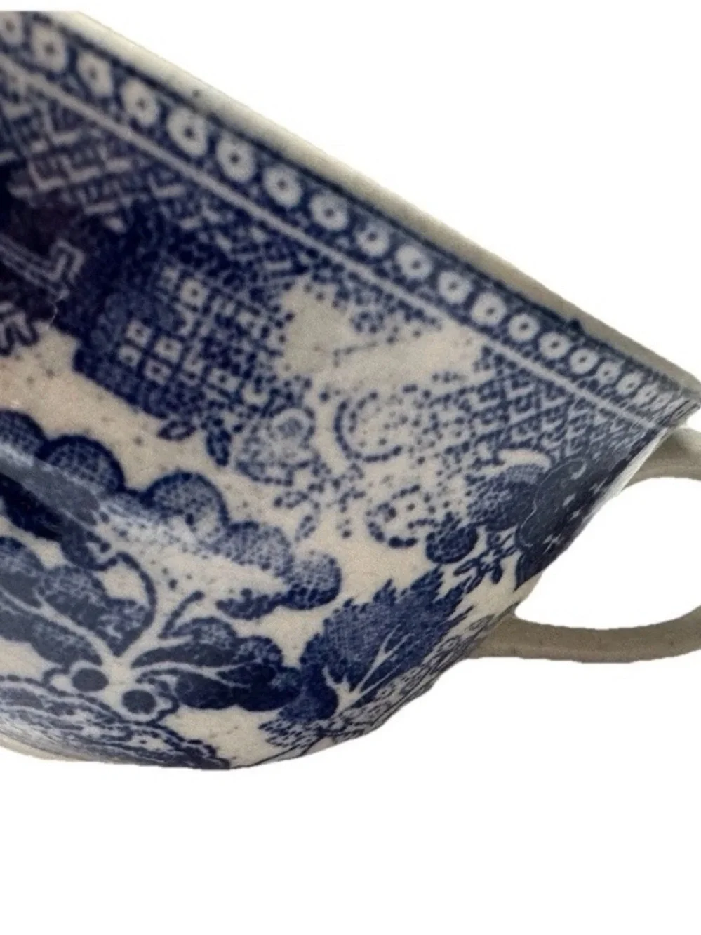 Vintage Japanese Blue Willow Ceramic Teacup and Saucer Set Transfer ware 2 Sets